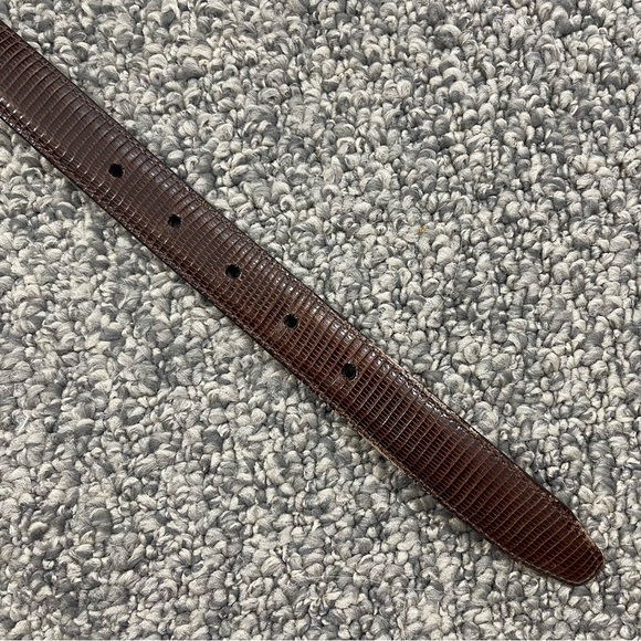 BRIGHTON Dark Brown Genuine Leather Snakeskin Embossed Silver Hardware Belt - Picture 4 of 8